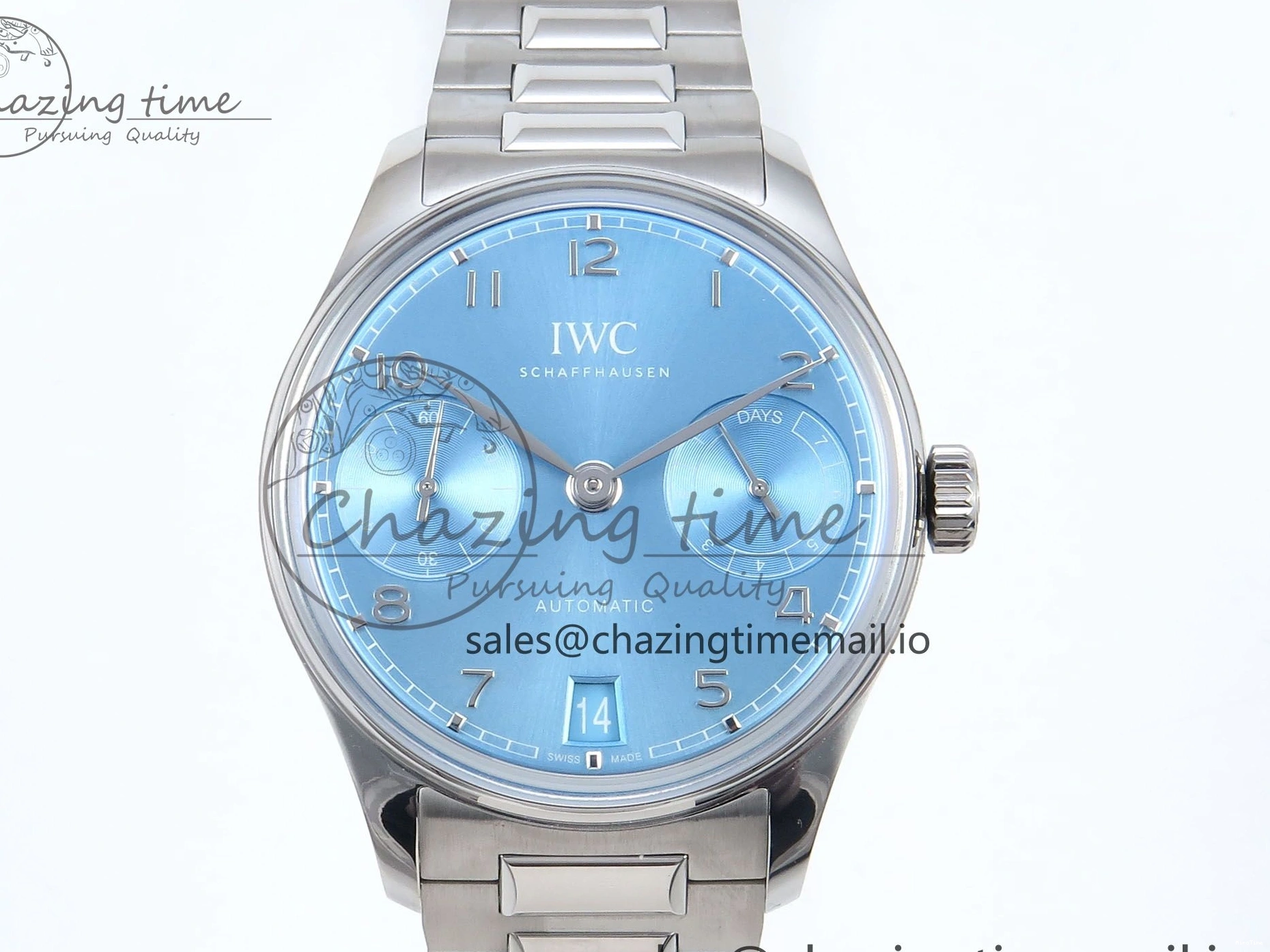 MIROTIME 0306 FashionForward Portugieser Auto IWC0562D APSF 1:1 Best Edition Light Blue Dial on SS Bracelet A 6994